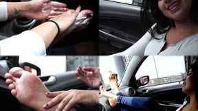 Creamy feet in the car! - MOV