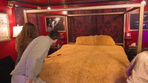 Blonde Glasses Slut Gushes in Kink Dungeon Bondage Tour