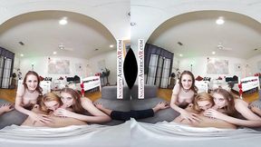 Campus foxes Kyler Quinn &mdash;  Melody Marks &mdash;  and Natalie Knight share your cock in their dorm room