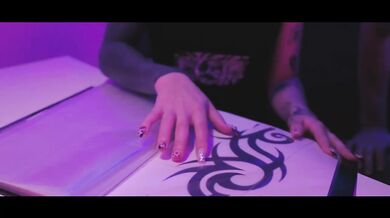 Brunette tattoo girl and her boyfriend get destroyed by the tattoo artist