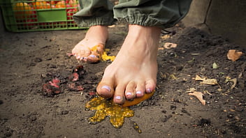 Squashing Tomatoes Barefoot In The Dirt ASMR 4K