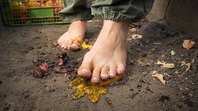 Squashing Tomatoes Barefoot In The Dirt ASMR 4K