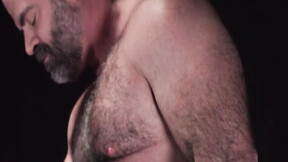 Jock Jay James jerks shaft while getting booty drilled by unshaved stud Bishop Angus