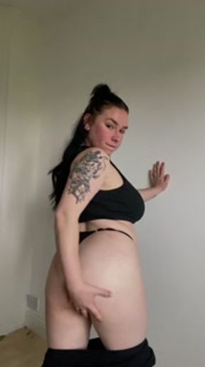 British teen does JOI dirty talk whilst oiled up and spanking