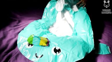 Cute girl unbox blow and ride big narwal inflatable - Bunny Looner