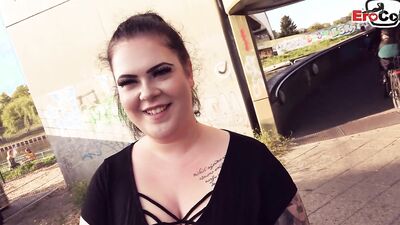 German chubby bbw teen slut picked up in public and fucked on street