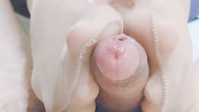 Asian close-up pantyhose footjob series 60