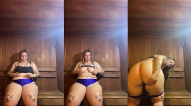 Thick jiggle crowns the solo sauna steam