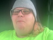 Fat tranny slut stuffs fat face