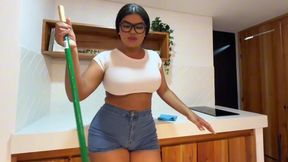 Busty hot Latina maid let me fuck her in the kitchen for extra money