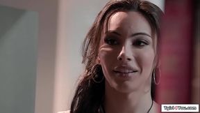 Trans Ariel Demure fucks girl in library