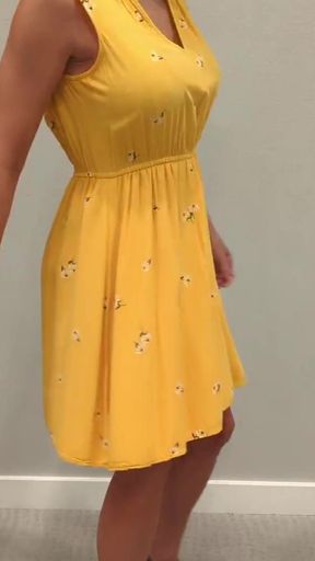 Stella in a Yellow Sun Dress with Black Heels