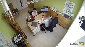 Busty brunette babe gets anally fucked by tricky agent