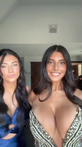 Big-titted teen brunette takes it all off