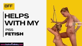 BFF Helps Me With My Pee Fetish Piss Kink and Fetish with Wet and Messy Play for Skinny Naked Women