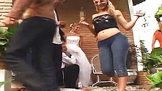 Kinky man gets his ass pounded hard by his tranny bride right after the wedding