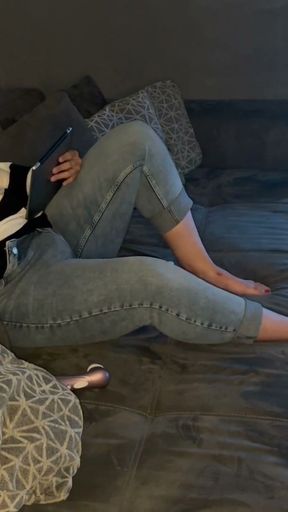 Masturbation while watching porn multiple orgasms satisfyer fingering wet on couch solo voice Time for me   Clip 1