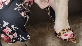 Tying My High Heels Slowly | Red Toenails