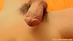 Pierced skinny twink Riley Wiggins strokes his throbbing cock