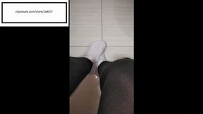 Bianca itches feet out of shoes and sweaty socks