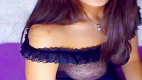 ”Sexy Big Boobed Brunette Masturbating With Dildo”