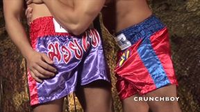 Sexy young muscle boys fucking in a discreet basement