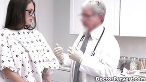 Dark-haired Maddy May gets a hardcore creampie from her perverted doctor