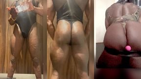 post workout g string singlet oiled flex & toy session