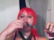 Anew sloppy deep throating dildo practice so i can be redy to get face fuck
