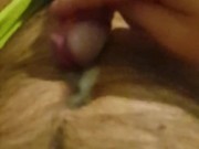 Cumming in my belly by edging the tip of my penis