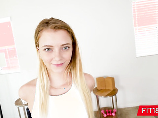 ”Skinny Flexible Teen w Bushy Cooter Spreads Wide”