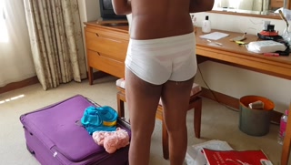 Thick Booty Hot Latina in Seethrough Micro Shorts - Hotel Balcony