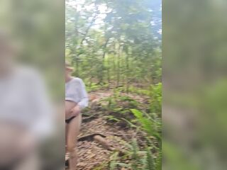 Preggy hiker likes to tease on trail!
