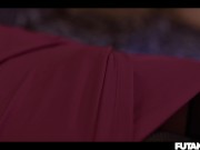 Hot blonde futa fuck her tiny best friend with huge cumshot