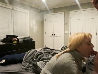 Alice is a cute little blond in pig tails and shes such a little slut for it sucking knob and getting railed out in doggy