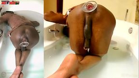 *PREMIUM* Angle 1&amp_2 | Gaping Enema, Washing Out My Asshole With Huge Butt Plug In The Jacuzzi - Starring DJ ButtPussy
