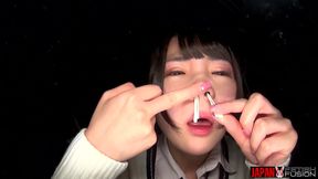 Momoka Arisu Shoves Six Cotton Swabs Into Her Nose and Makes Slime with Her Own Mucus!