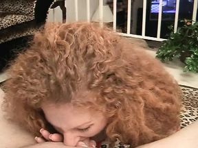 Amazing brunette slut blows stiff rod