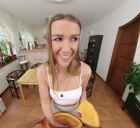 Hot mistress makes the blind see with her skills in VR porn video