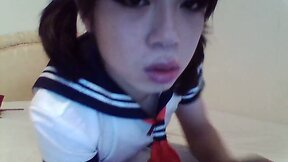 posing in school uniform