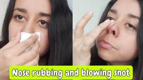 Blowing and cleaning my snot and nose rubbing