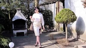 Wanilianna is teasing you in a garden  The spring is everywhere around, flowers are in bloom and her dildo needs to be used