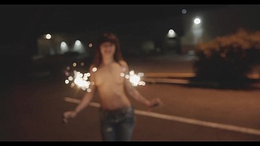 Topless Outdoors Public Sparklers With Honey Gold And Dakota Marr