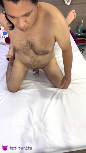 Powerful moment from &quot;Penis Cage &amp; Pegging for Submissive Husband #871 Fantasy Bisexual Threesome Part 1&quot;