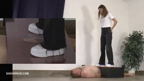 Mistresses Olga and Natasa trample for a long time for a drop of cum Olga wmv PP