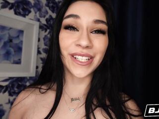 BJRAW Petite sweetheart Delilah Dagger milks his large cock