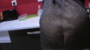 Only anal : Dirty grandmother gets fucked in the kitchen by a black guy !