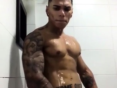 black guy shower with his giant cock