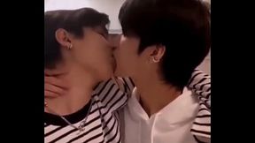 handsome asian kissing