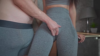 Curvy MILF caught wearing yoga pants gets fucked hard